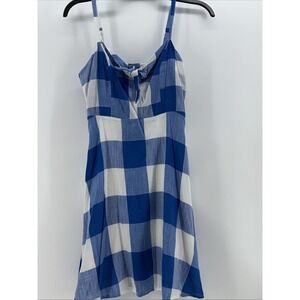 Old Navy Women's Gingham Summer Dress Blue & White Plaid Adjustable Strap Size M